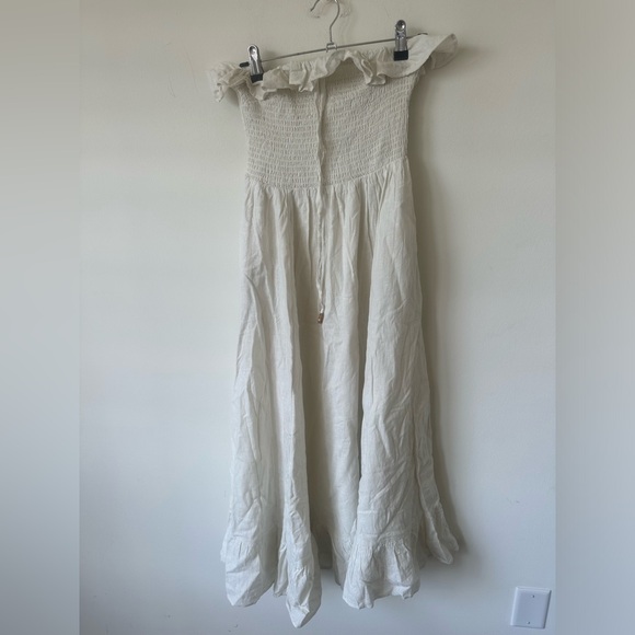 NWOT Free People Lush Life Linen Strapless Midi Dress Smocked Ivory S - Picture 5 of 7